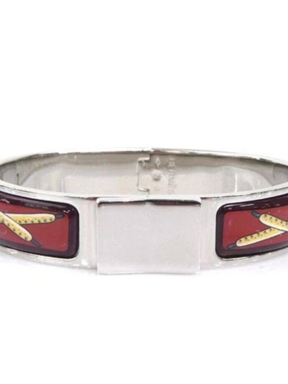 Auth HERMES Clic Clac Bangle Bracelet Silver/Burgundy/Multicolor Metal - e60706a